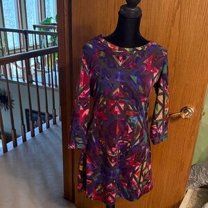 Papillon Blanc Vibrant Multicolor Long Sleeve Dress